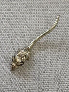 Gold-tone Mouse Brooch Pin